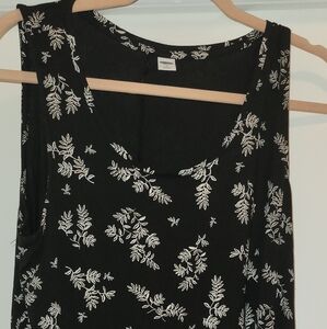 Old Navy Luxe Tank Top  Knit Black Floral Sleeveless SIZE L